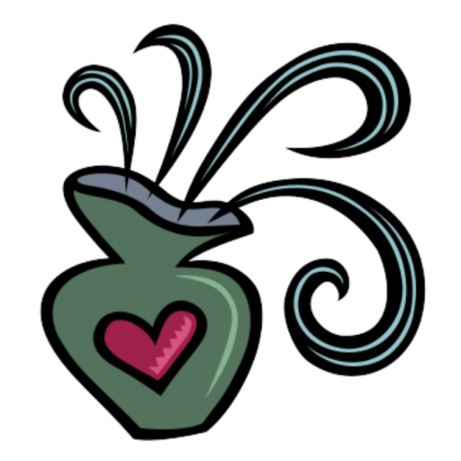 Intangible Gift Logo Red Heart on A Green Vase