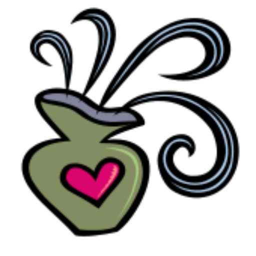 A vase with a heart and water splashing out.